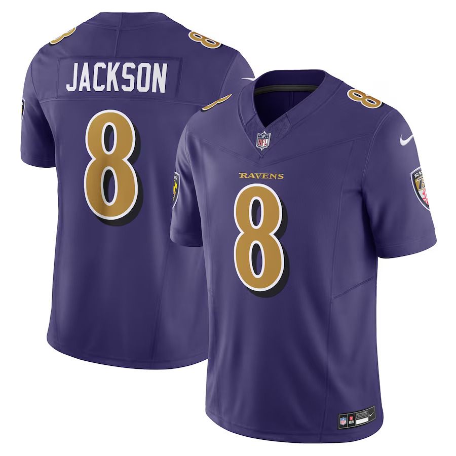 Men Baltimore Ravens 8 Lamar Jackson Nike Purple Vapor F.U.S.E. Limited NFL Jersey
